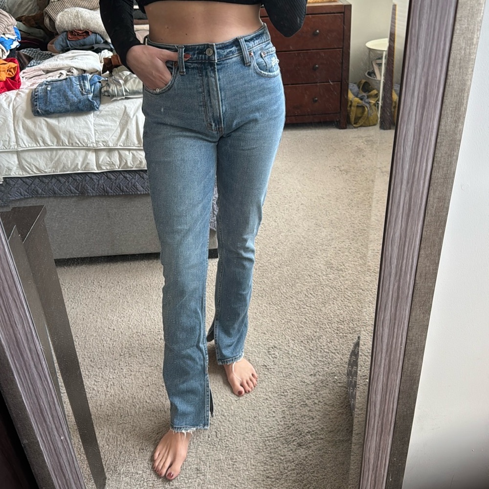 A&F split hem denim